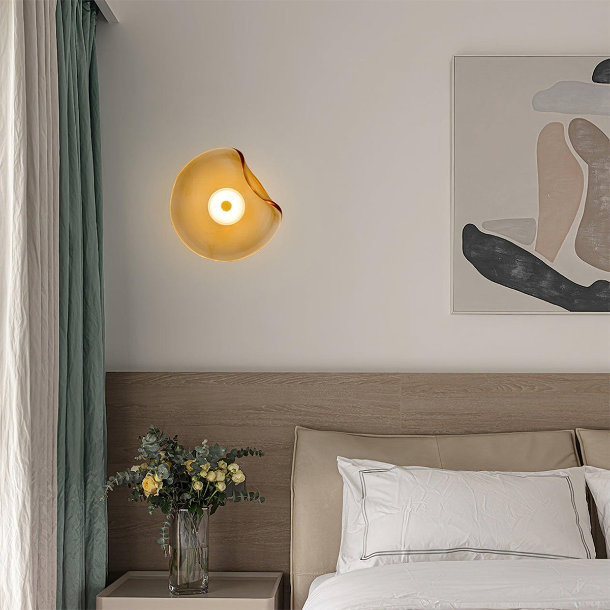 Kira Amber Glass Wall Light-Neutral Decor