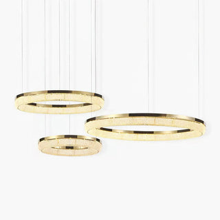 Lustra Lustre Rond en Anneau Cristal Doré LED