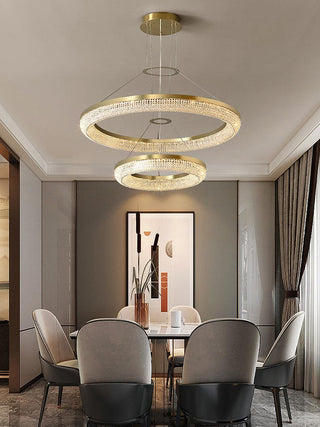 Lustra Lustre Rond en Anneau Cristal Doré LED