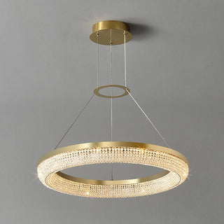 Lustra Lustre Rond en Anneau Cristal Doré LED