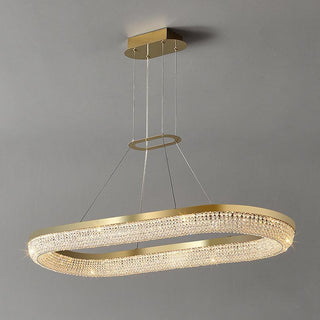 Lustra Lustre Rond en Anneau Cristal Doré LED