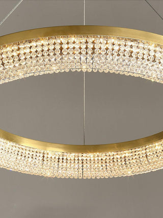 Lustra Lustre Rond en Anneau Cristal Doré LED