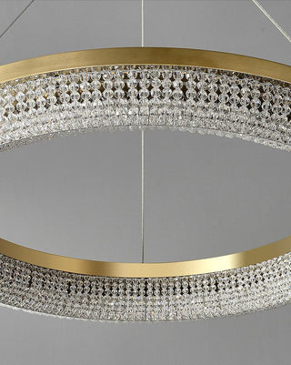 Lustra Lustre Rond en Anneau Cristal Doré LED