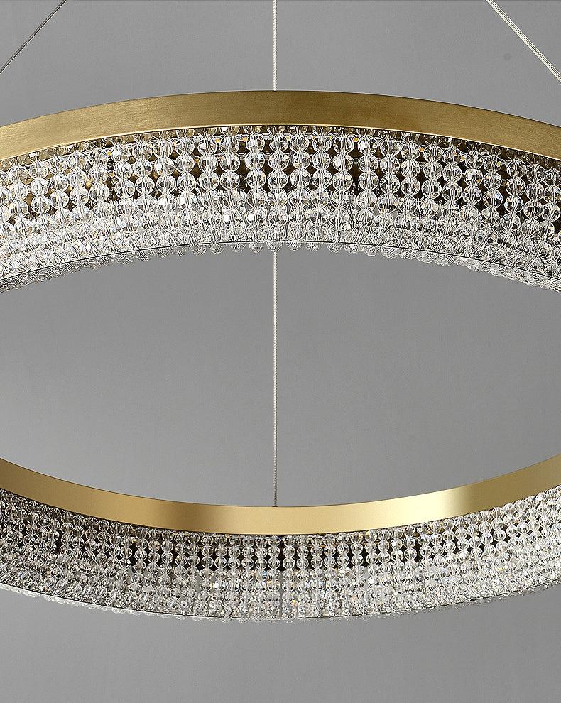 Adrius Lustre Rond en Anneau Cristal Doré LED