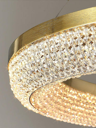 Lustra Lustre Rond en Anneau Cristal Doré LED