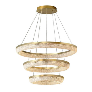Lustra Lustre Rond en Anneau Cristal Doré LED