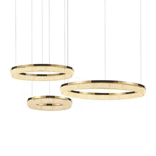 Lustra Lustre Rond en Anneau Cristal Doré LED