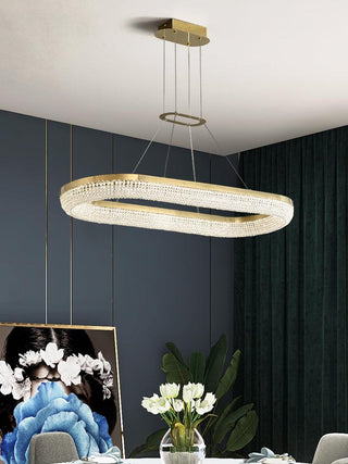 Lustra Lustre Rond en Anneau Cristal Doré LED
