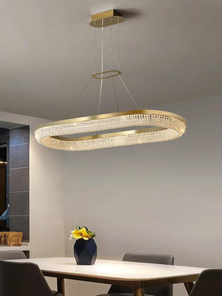 Lustra Lustre Rond en Anneau Cristal Doré LED