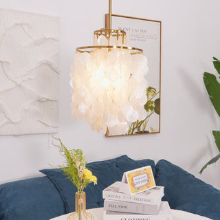 Lustra Suspension Lampe Anneau Rond en Coquillage