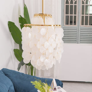 Lustra Suspension Lampe Anneau Rond en Coquillage