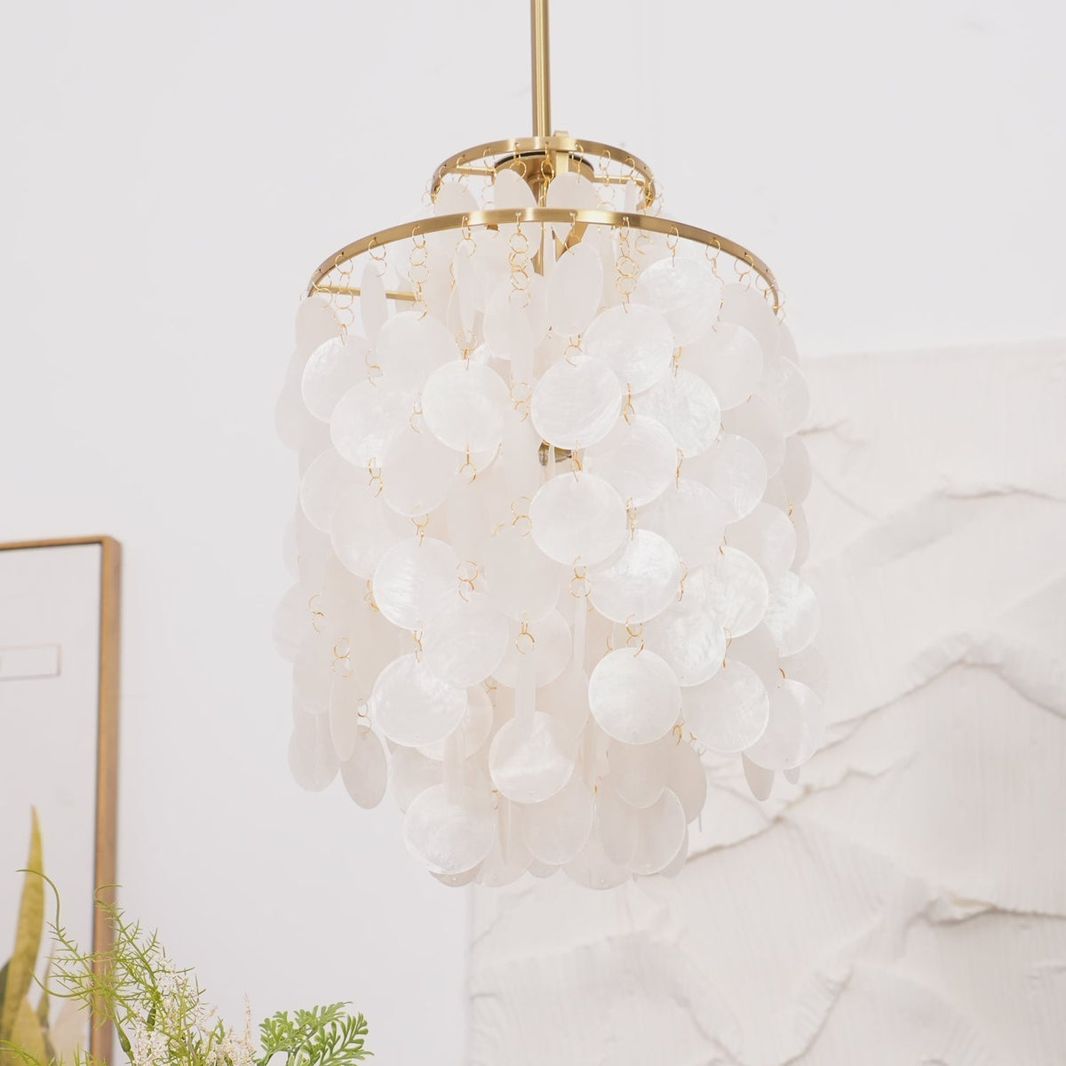Delene Suspension Lampe Anneau Rond en Coquillage