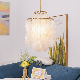 Lustra Suspension Lampe Anneau Rond en Coquillage