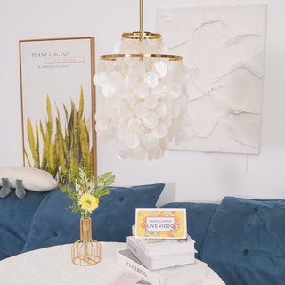 Lustra Suspension Lampe Anneau Rond en Coquillage