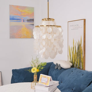 Lustra Suspension Lampe Anneau Rond en Coquillage