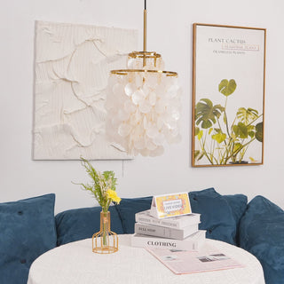 Lustra Suspension Lampe Anneau Rond en Coquillage