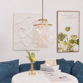 Lustra Suspension Lampe Anneau Rond en Coquillage