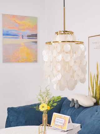 Lustra Suspension Lampe Anneau Rond en Coquillage