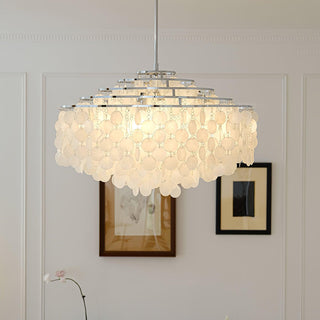 Lustra Suspension Lampe Coquillage Rond en Chrome
