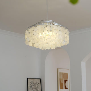 Lustra Suspension Lampe Coquillage Rond en Chrome