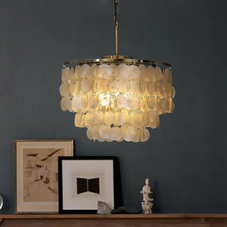 Lustra Suspension Lampe Anneau Rond en Coquillage