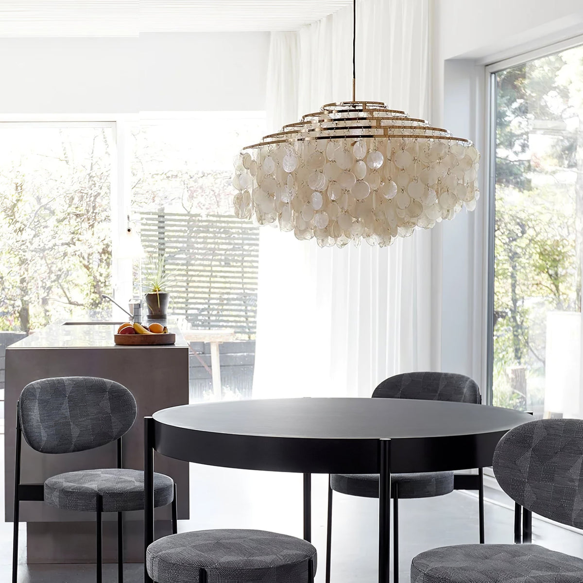 Delene Suspension Lampe Anneau Rond en Coquillage