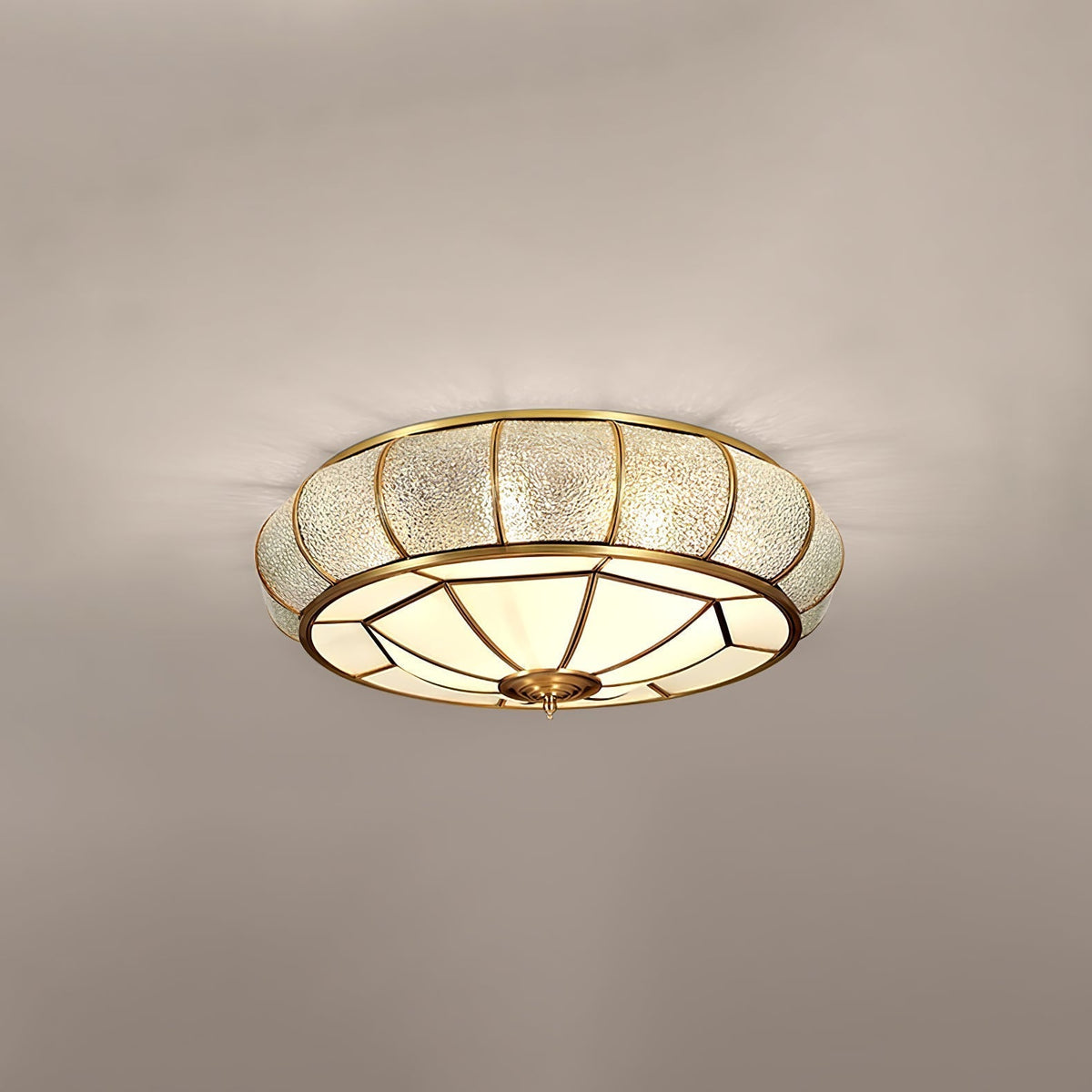 Rosane Plafonnier Rond Traditionnel en Verre Texturé
