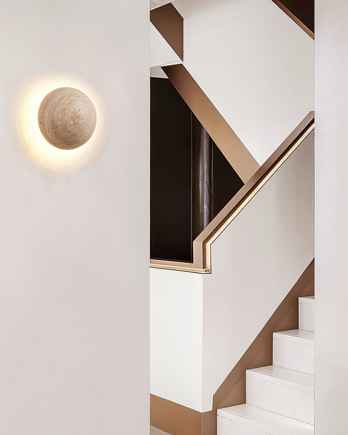 Ritta Round Travertine Wall Lamp-Neutral Decor