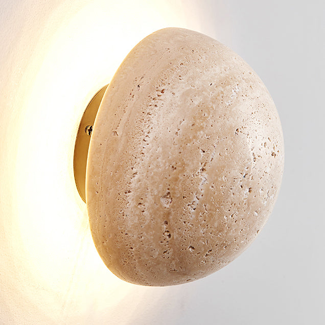 Ritta Round Travertine Wall Lamp-Neutral Decor