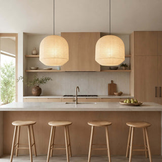 Rounded Paper Pendant Lamp-Neutral Decor