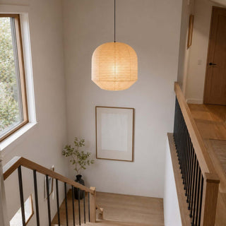 Rounded Paper Pendant Lamp-Neutral Decor