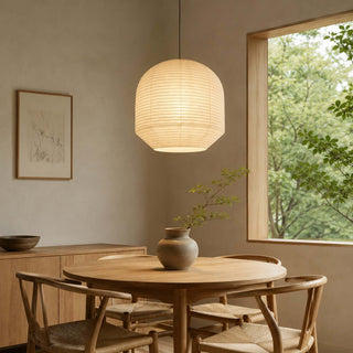Rounded Paper Pendant Lamp-Neutral Decor