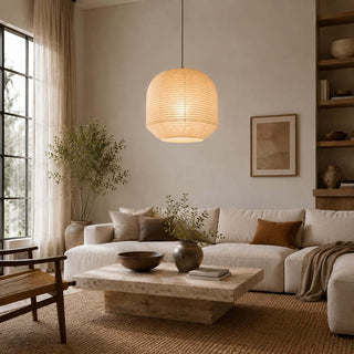 Rounded Paper Pendant Lamp-Neutral Decor