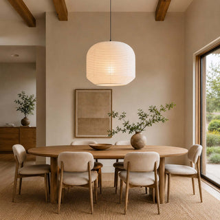 Rounded Paper Pendant Lamp-Neutral Decor