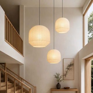 Rounded Paper Pendant Lamp-Neutral Decor