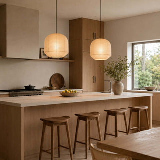 Rounded Paper Pendant Lamp-Neutral Decor