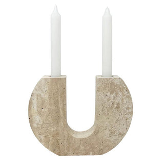Rowan Yellow Travertine Candle Holder-Neutral Decor