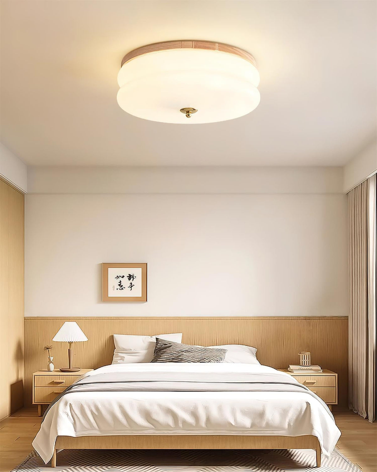 Cora Ceiling Light Double-Layer Glass Disc Walnut Minimalist-Neutral Decor