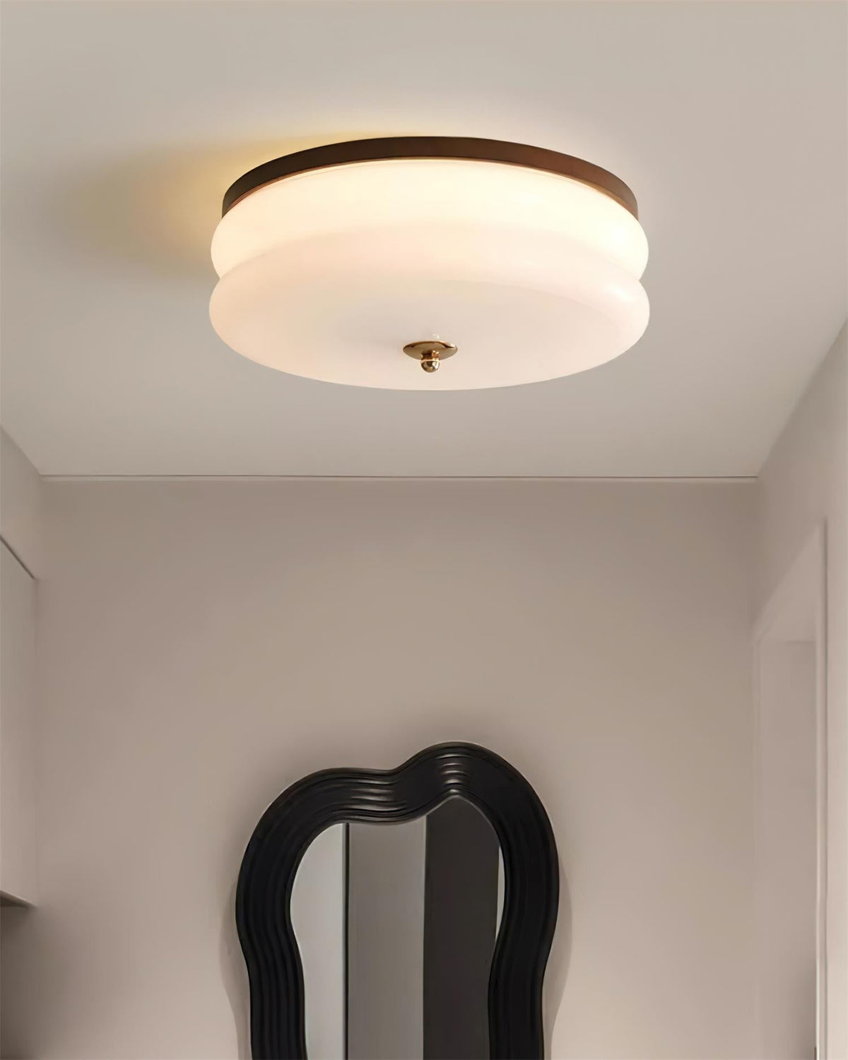 Cora Ceiling Light Double-Layer Glass Disc Walnut Minimalist-Neutral Decor