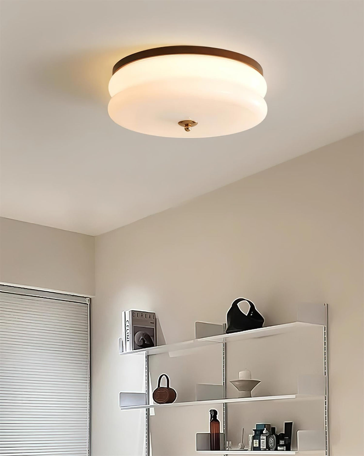 Cora Ceiling Light Double-Layer Glass Disc Walnut Minimalist-Neutral Decor