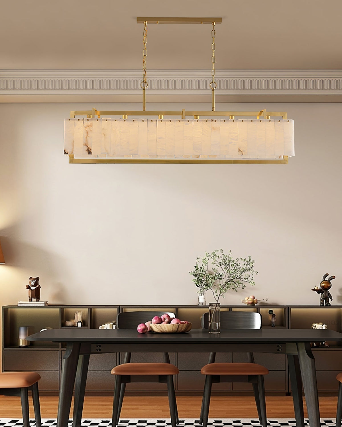 Ruben Chandelier Alabaster Rectangular Luxe-Neutral Decor