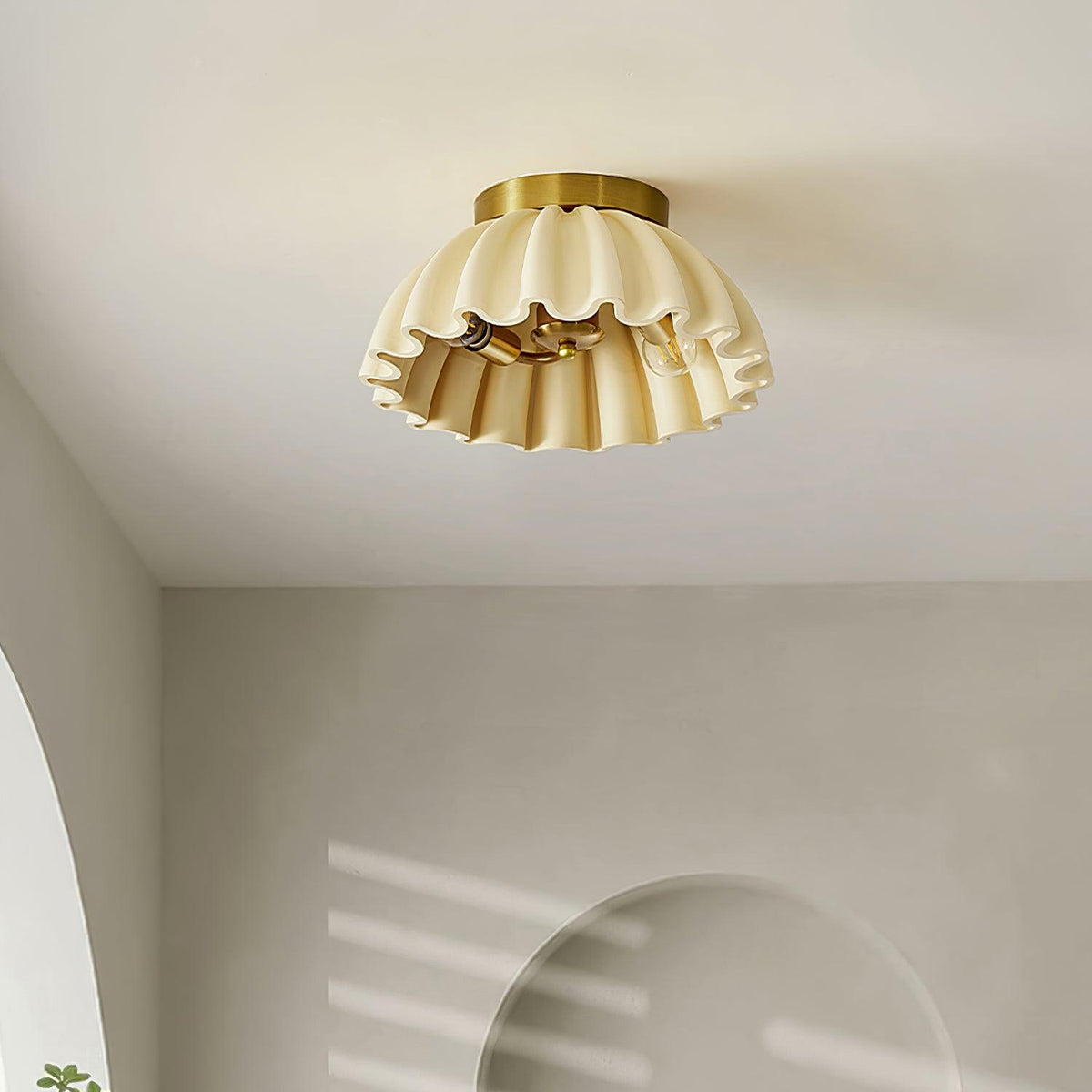 Ceiling Light HDPE Ruffle Canopy Metal Body Modern Minimalist-Neutral Decor
