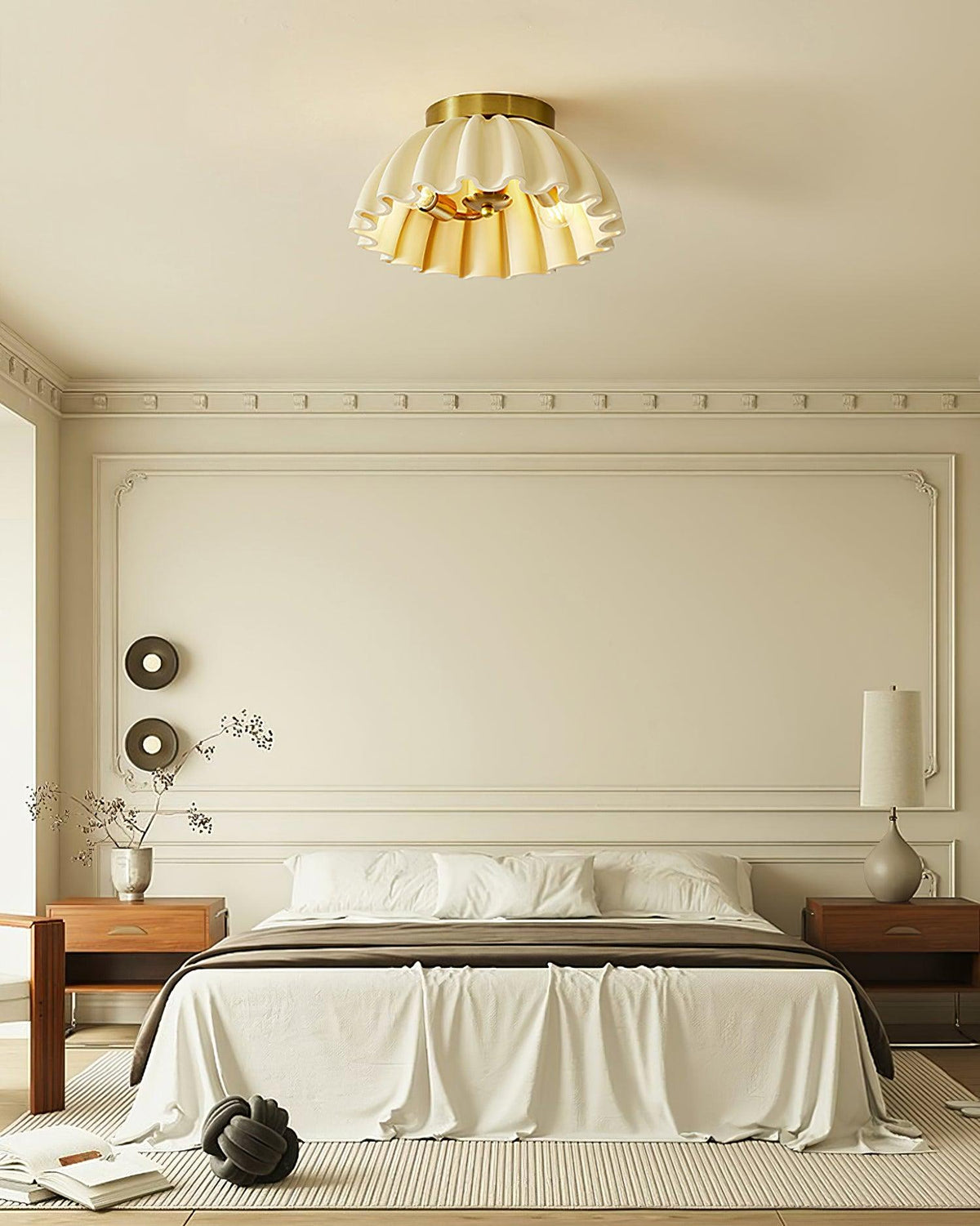 Ceiling Light HDPE Ruffle Canopy Metal Body Modern Minimalist-Neutral Decor