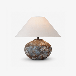 Ruggine Distressed Ceramic Table Lamp-Neutral Decor