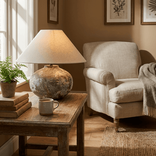 Ruggine Distressed Ceramic Table Lamp-Neutral Decor