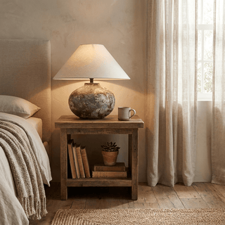 Ruggine Distressed Ceramic Table Lamp-Neutral Decor