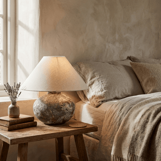 Ruggine Distressed Ceramic Table Lamp-Neutral Decor
