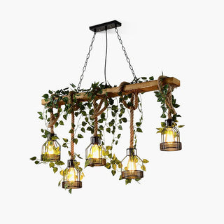 Lustra Lustre Rustique Poutre Corde Cage Confortable-Luire