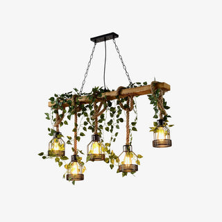 Lustra Lustre Rustique Poutre Corde Cage Confortable-Luire