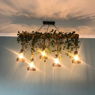Lustra Lustre Rustique Poutre Corde Cage Confortable-Luire